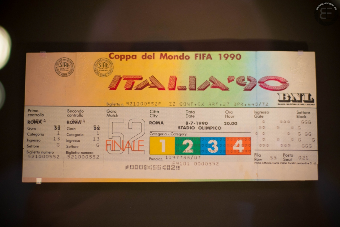 Eintrittskarte des WM-Endspiels 1990 im FIFA World Football Museum in Zürich